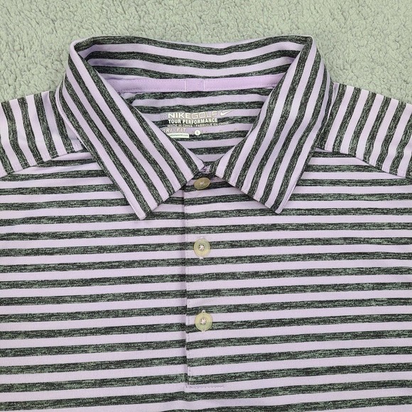 Nike Polo Shirt Men's Large Purple Black Tour Performance Golfer Golf Dri-Fit - Picture 2 of 12